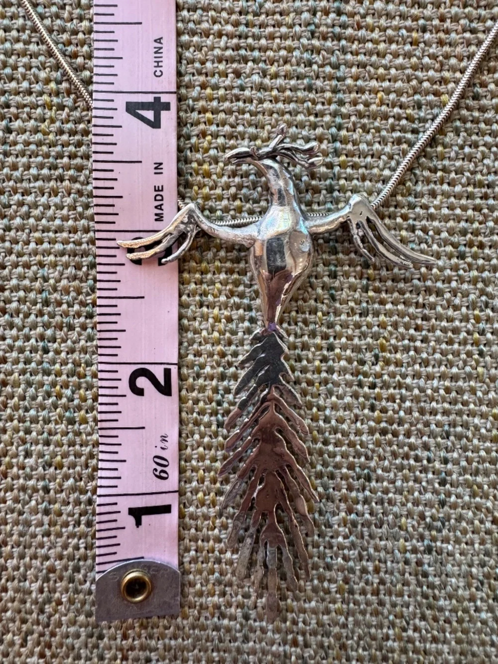 Carl Tasha Modernist Sterling Silver Pheonix Necklace